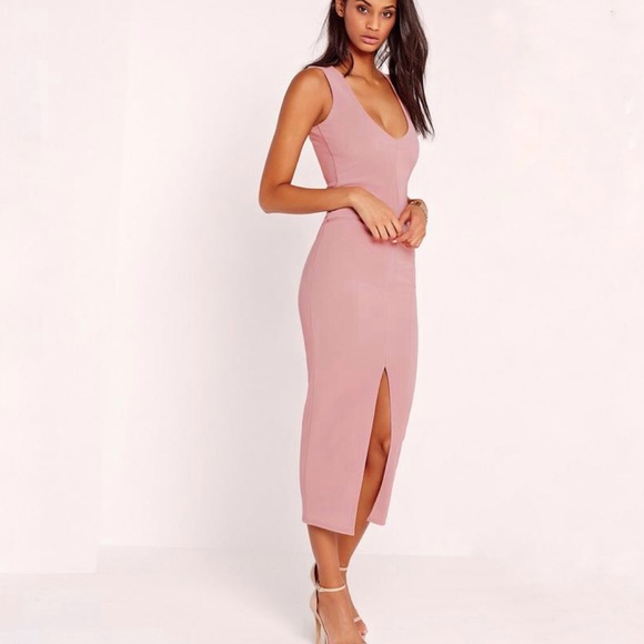 front split midi dress